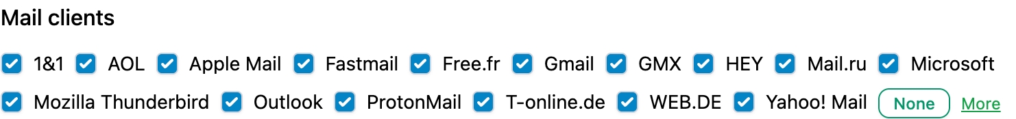 Feature percentages