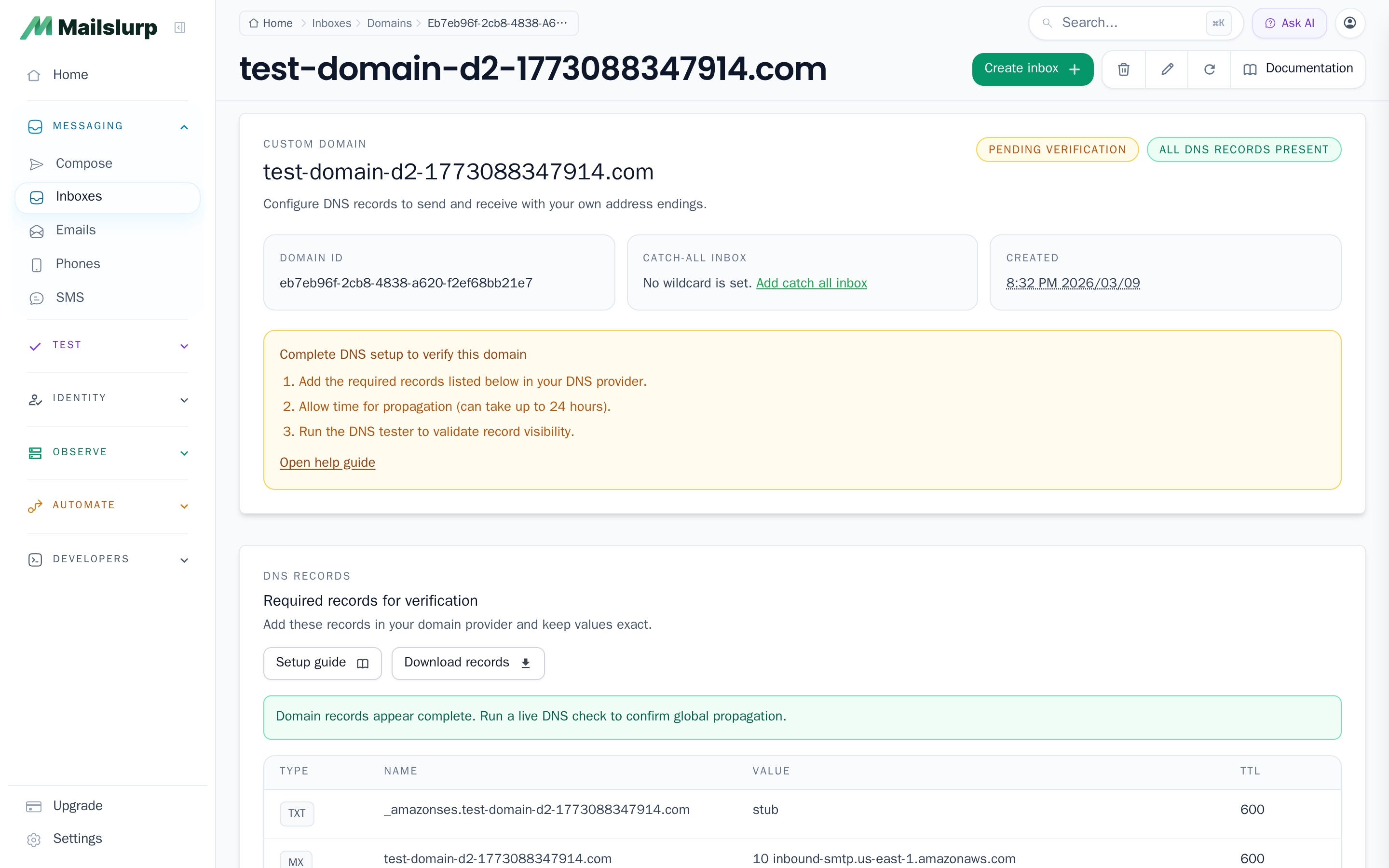 create custom domain